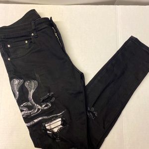 Black Mike Amiri Snake Jeans Slim Fit Size 32